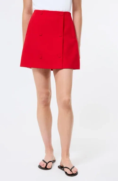 French Connection Azra Double Breasted Stretch Twill Miniskirt In Red
