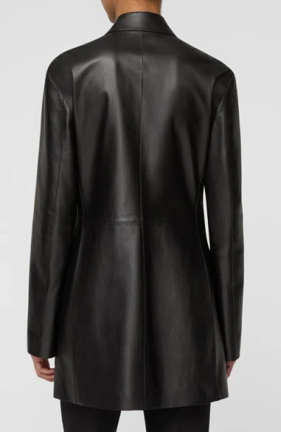 Lafayette 148 Nappa Leather Macrame Fringe Fitted Blazer In Black