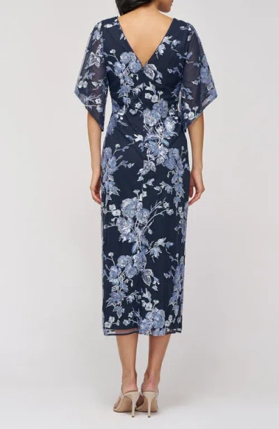 Js Collections Lea Sequin Embroidered Flutter Sleeve Cocktail Dress In Multi