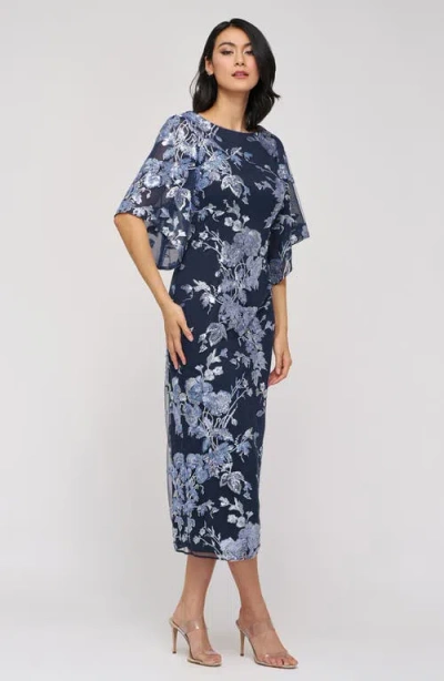 Js Collections Lea Sequin Embroidered Flutter Sleeve Cocktail Dress In Multi