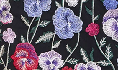 Js Collections Stormi Floral Embroidery Mesh Sleeve Gown In Black