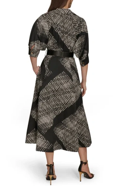 Donna Karan Belted Midi Shirt Dress In Multi