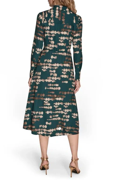 Donna Karan Satin Shirtdress In Green