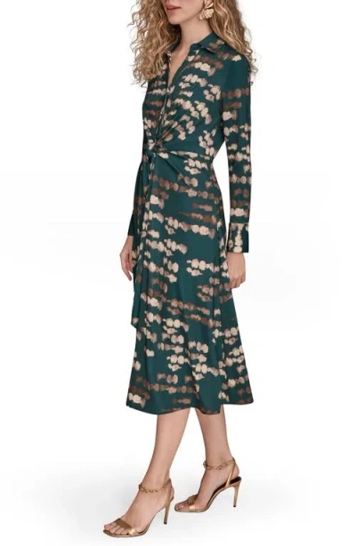 Donna Karan Satin Shirtdress In Green