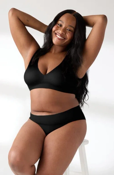 True & Co. True & Co Shiny Wireless Unlined Bra In Black