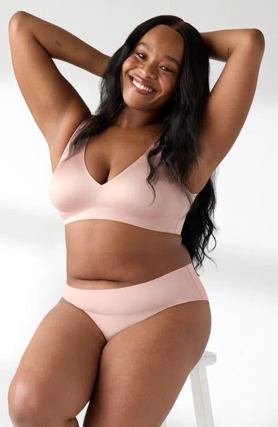 True & Co. True & Co Shiny Wireless Unlined Bra In Pink