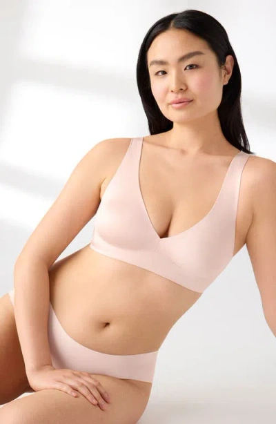 True & Co. True & Co Shiny Wireless Unlined Bra In Pink