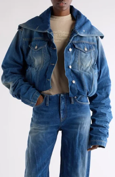 Acne Studios Faded Crumpled Denim Jacket Women In Blue