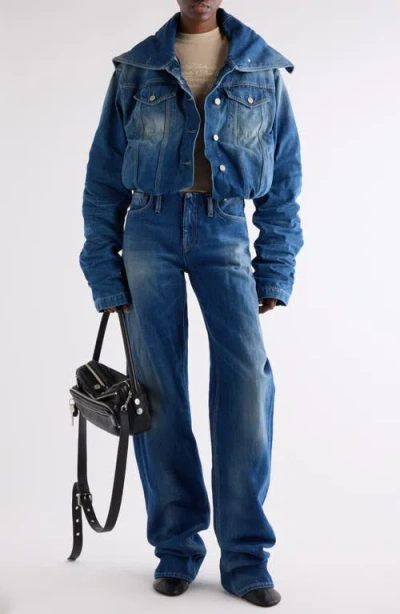 Acne Studios Faded Crumpled Denim Jacket Women In Blue
