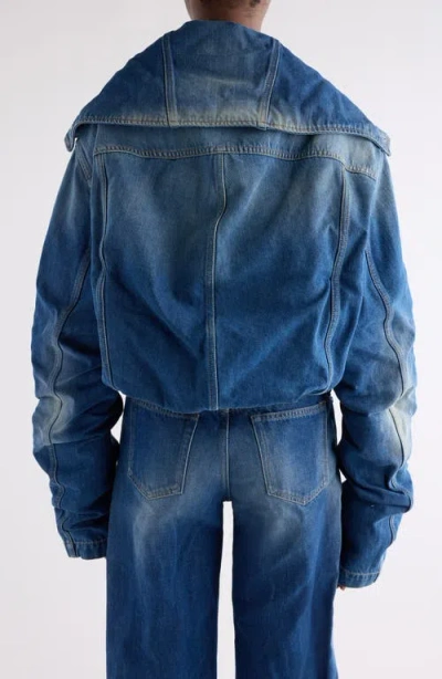 Acne Studios Faded Crumpled Denim Jacket Women In Blue