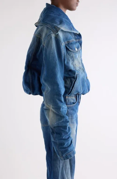 Acne Studios Faded Crumpled Denim Jacket Women In Blue