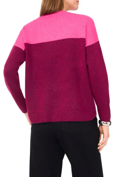Vince Camuto Extended Shoulder Colorblock Sweater In Pink