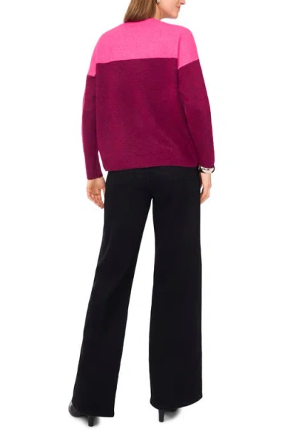 Vince Camuto Extended Shoulder Colorblock Sweater In Pink