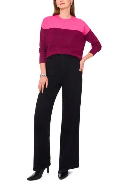 Vince Camuto Extended Shoulder Colorblock Sweater In Pink