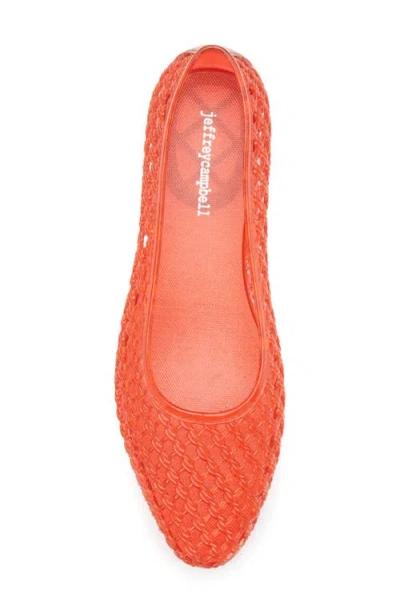 Jeffrey Campbell Women's Bestie Caged Ballet Jelly Flats In Red