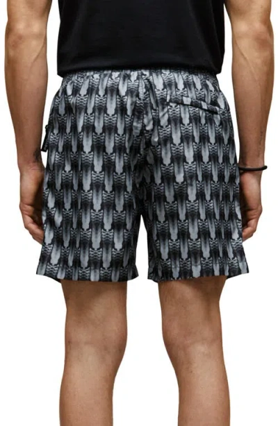 Psycho Bunny Matthew Allover Bunny Print Swim Trunks In Black
