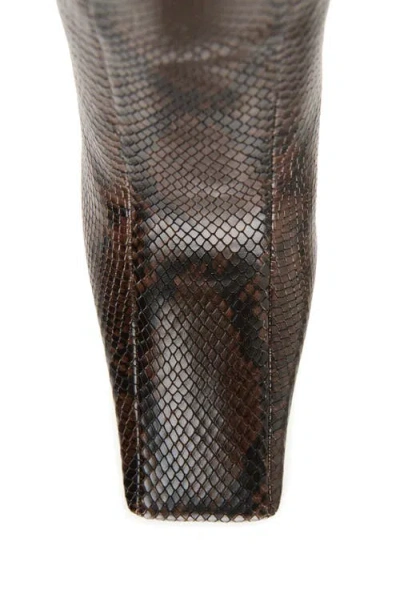 Stella Mccartney Snakeskin Embossed Square Toe Knee High Boot In Brown