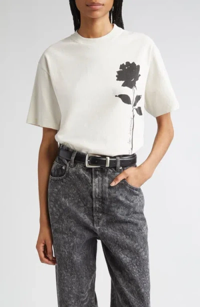 Golden Goose White T-shirt With Rose In White