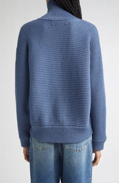 Golden Goose Journey Odilia Chevron Stripe Virgin Wool Zip Cardigan In Blue