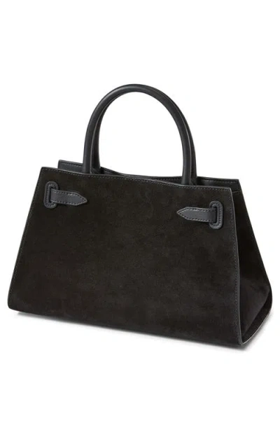 Veronica Beard Cargo Medium Suede Leather Satchel In Black