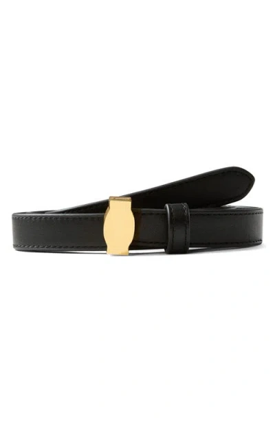 Veronica Beard Dash Leather Belt In Black