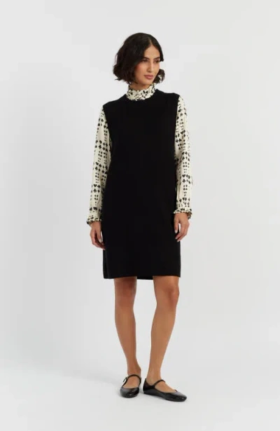 Chinti & Parker Black Wool-cashmere Mini Dress In Black