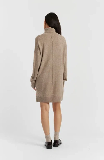Chinti & Parker Warm-oatmeal Wool-cashmere Mini Rollneck Dress In Brown