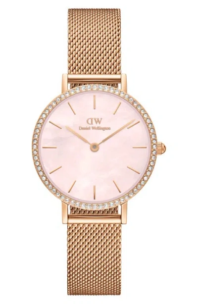 Daniel Wellington Petite Lumine Mesh Strap Watch, 28mm In Gold