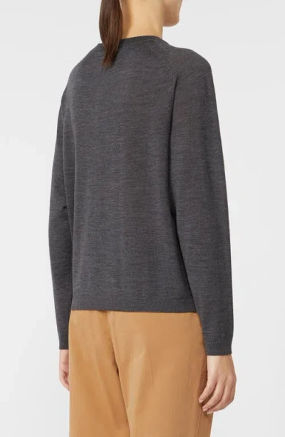 Mm By Max Mara Paco Intarsia Flower Virgin Wool Crewneck Sweater In Gray