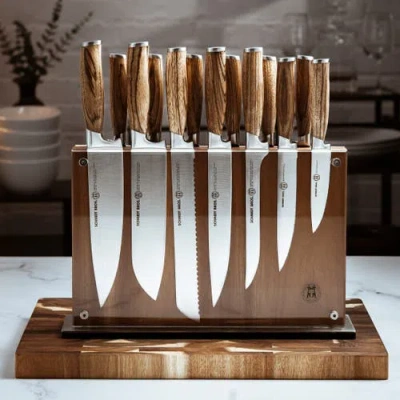 Schmidt Brothers Cutlery Zebra Wood 7-piece Knife Block Set In Brown