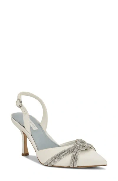 Nine West Women's Deby Bridal Satin Embellished Slingback Pumps In Gray