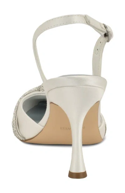 Nine West Women's Deby Bridal Satin Embellished Slingback Pumps In Gray