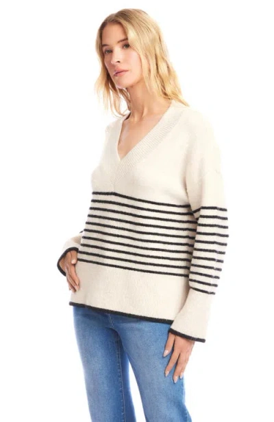 Karen Kane Striped V Neck Sweater In Multi