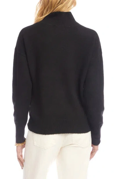 Karen Kane Crossover Collar Sweater In Black
