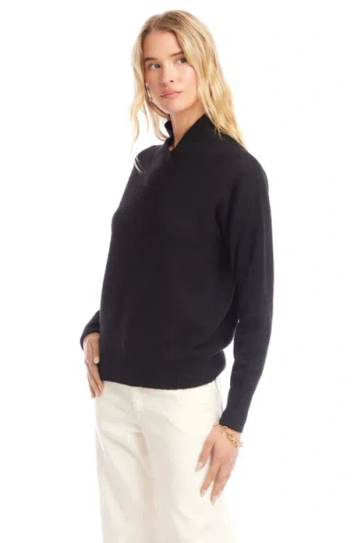 Karen Kane Crossover Collar Sweater In Black