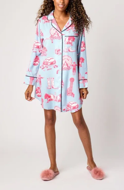 Katie Kime Dallas Toile Sleep Shirt In Brown