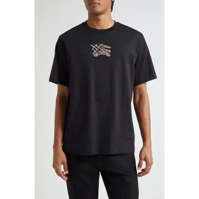 Burberry Graphic Print Crew Neck Short Sleeve T Shirt In Black