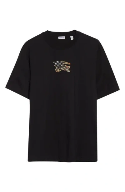 Burberry Graphic Print Crew Neck Short Sleeve T Shirt In Black