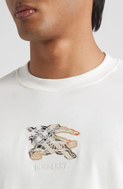 Burberry Equestrian Knight Design Cotton T-shirt In White