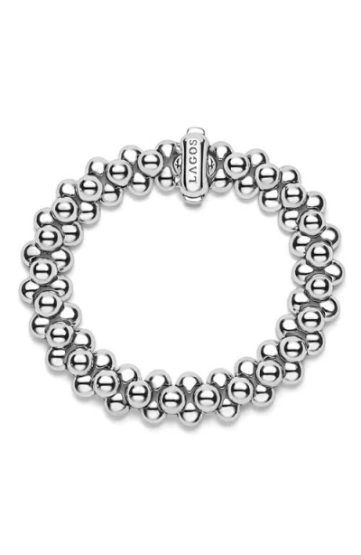 Lagos Sterling Silver Caviar Bubbly Bead Cluster Statement Bracelet In Metallic