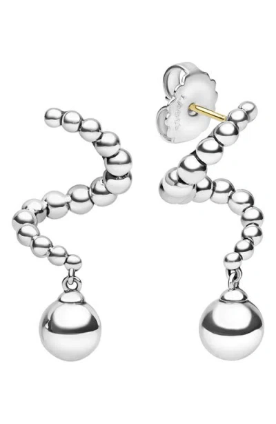 Lagos Sterling Silver Caviar Bubbly Beaded Statement Drop Earrings In White
