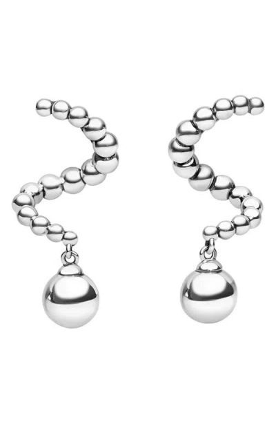 Lagos Sterling Silver Caviar Bubbly Beaded Statement Drop Earrings In White