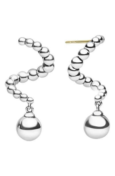 Lagos Sterling Silver Caviar Bubbly Beaded Statement Drop Earrings In White