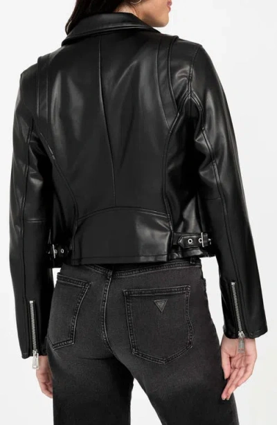 Guess Women's Long Sleeves Moto Jacket In Black