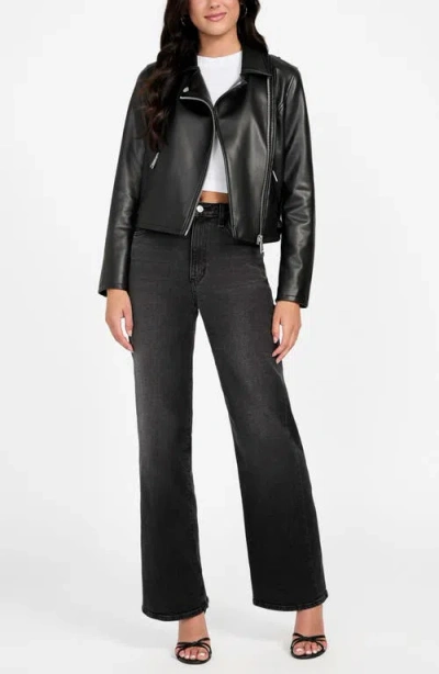 Guess Women's Long Sleeves Moto Jacket In Black