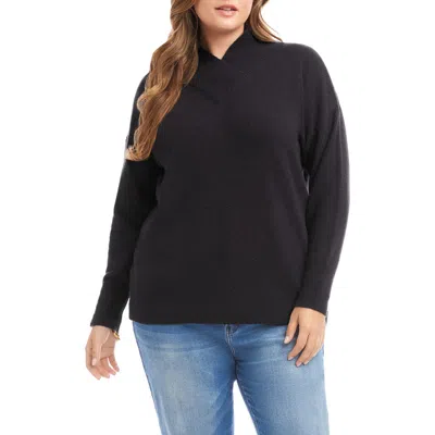 Karen Kane Crossover Collar Sweater In Black