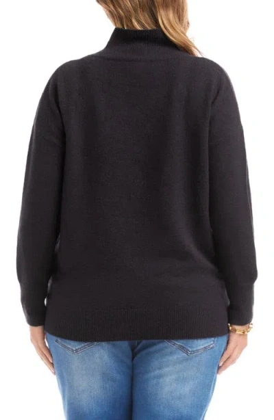 Karen Kane Crossover Collar Sweater In Black