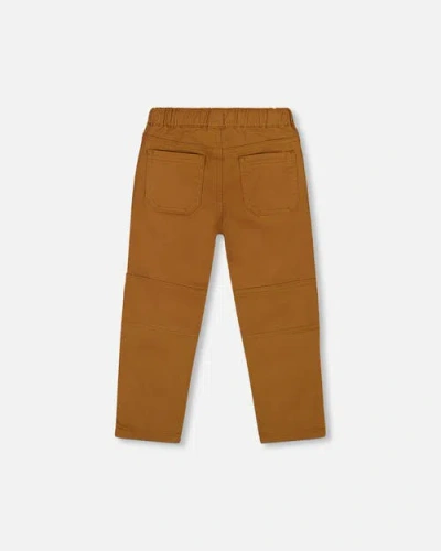 Deux Par Deux Twill Jogger Pants With Patch Pockets In Brown