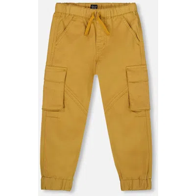 Deux Par Deux Twill Jogger Cargo Pants In Yellow
