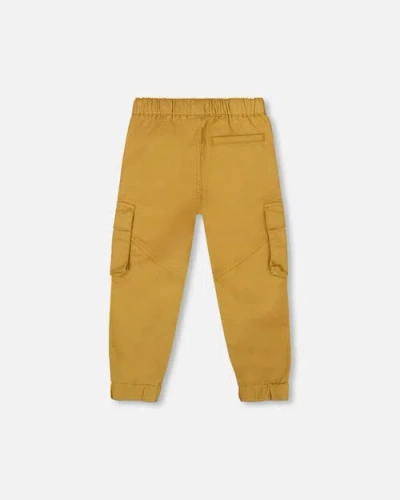 Deux Par Deux Twill Jogger Cargo Pants In Yellow